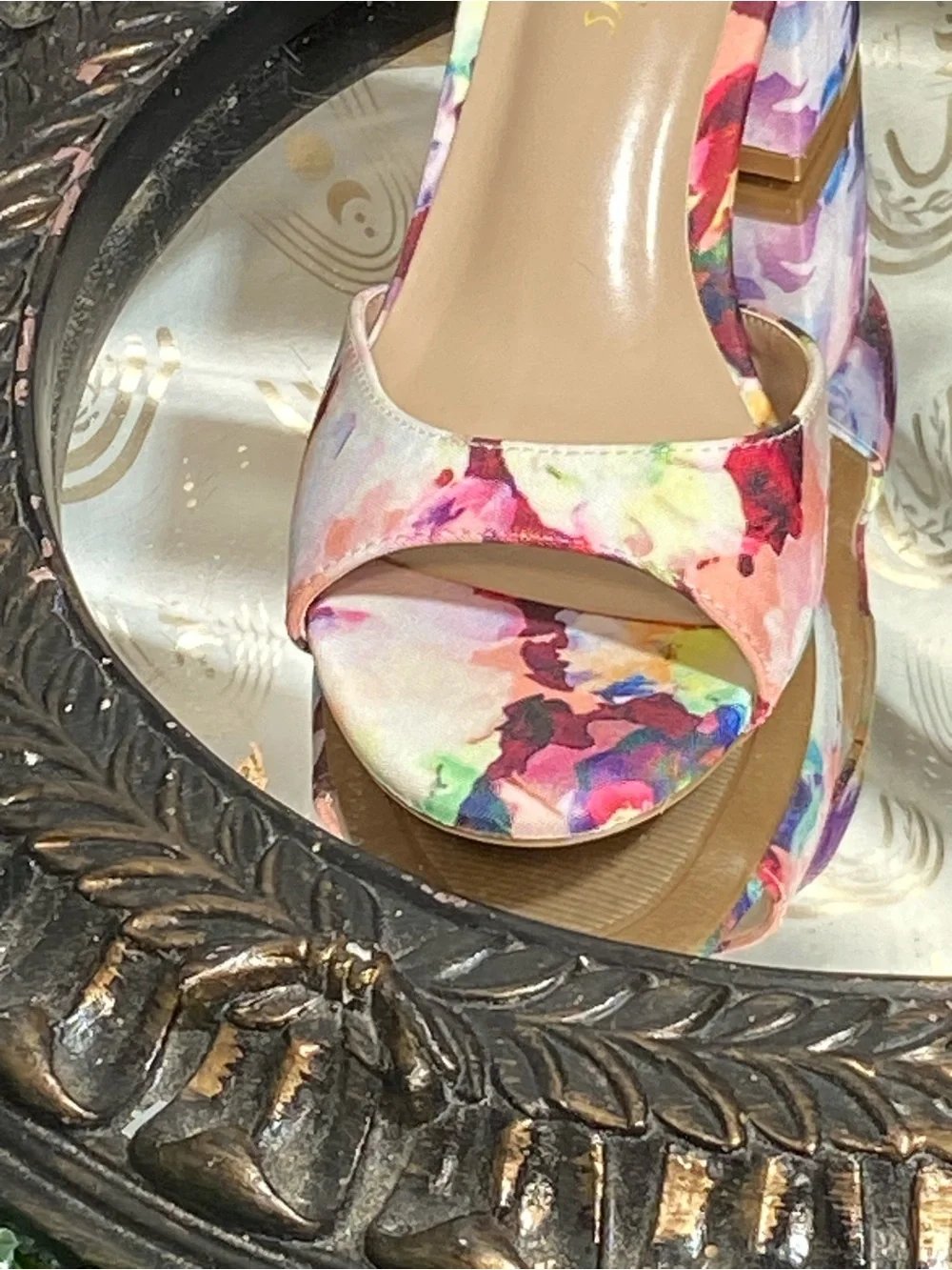 Dream Pairs Multicolor Floral Block Heel Sandals - Pink Purple Accents